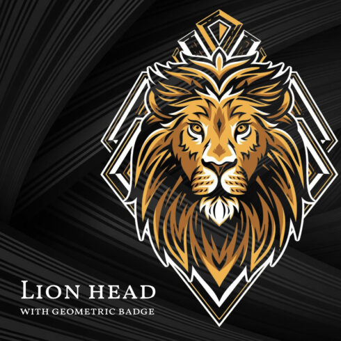 Lion Head with Geometric Badge.