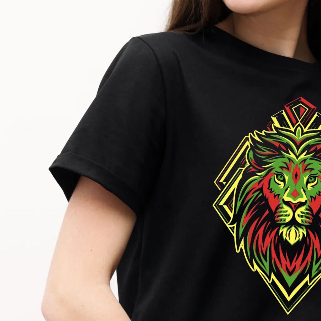 Lion Head with Geometric Badge – MasterBundles