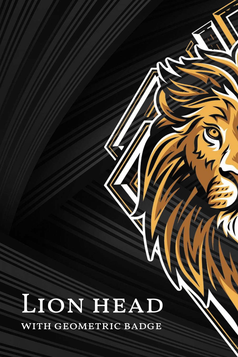 lion head with geometric badge 04