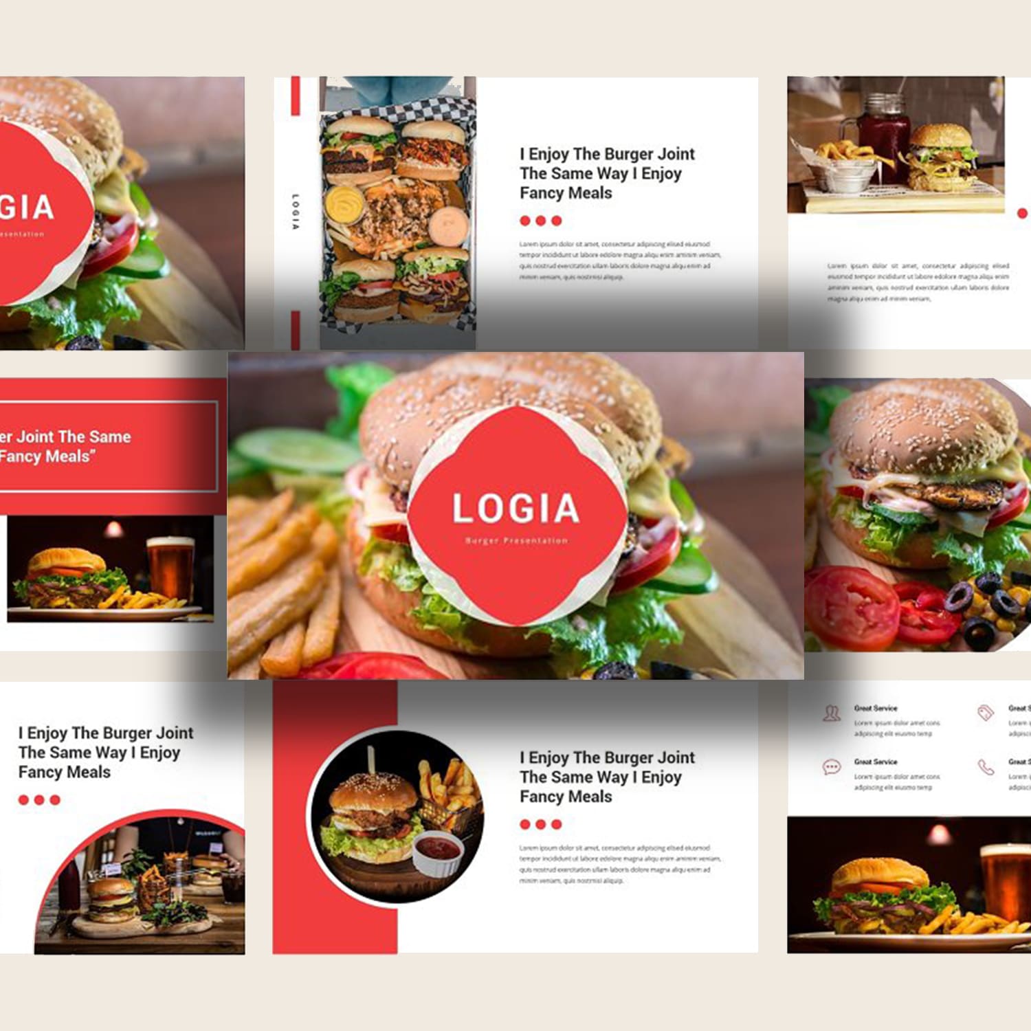 Logja - Burger Google Slides cover.
