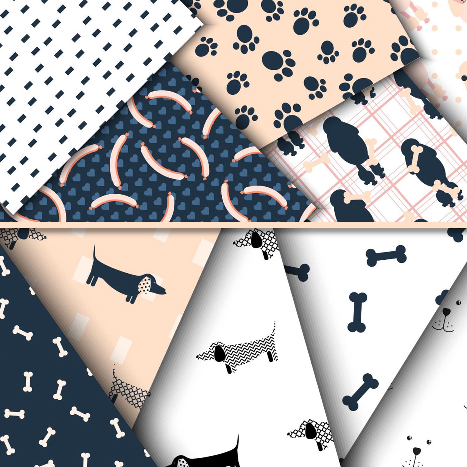 Mischievous Dogs seamless patterns cover.