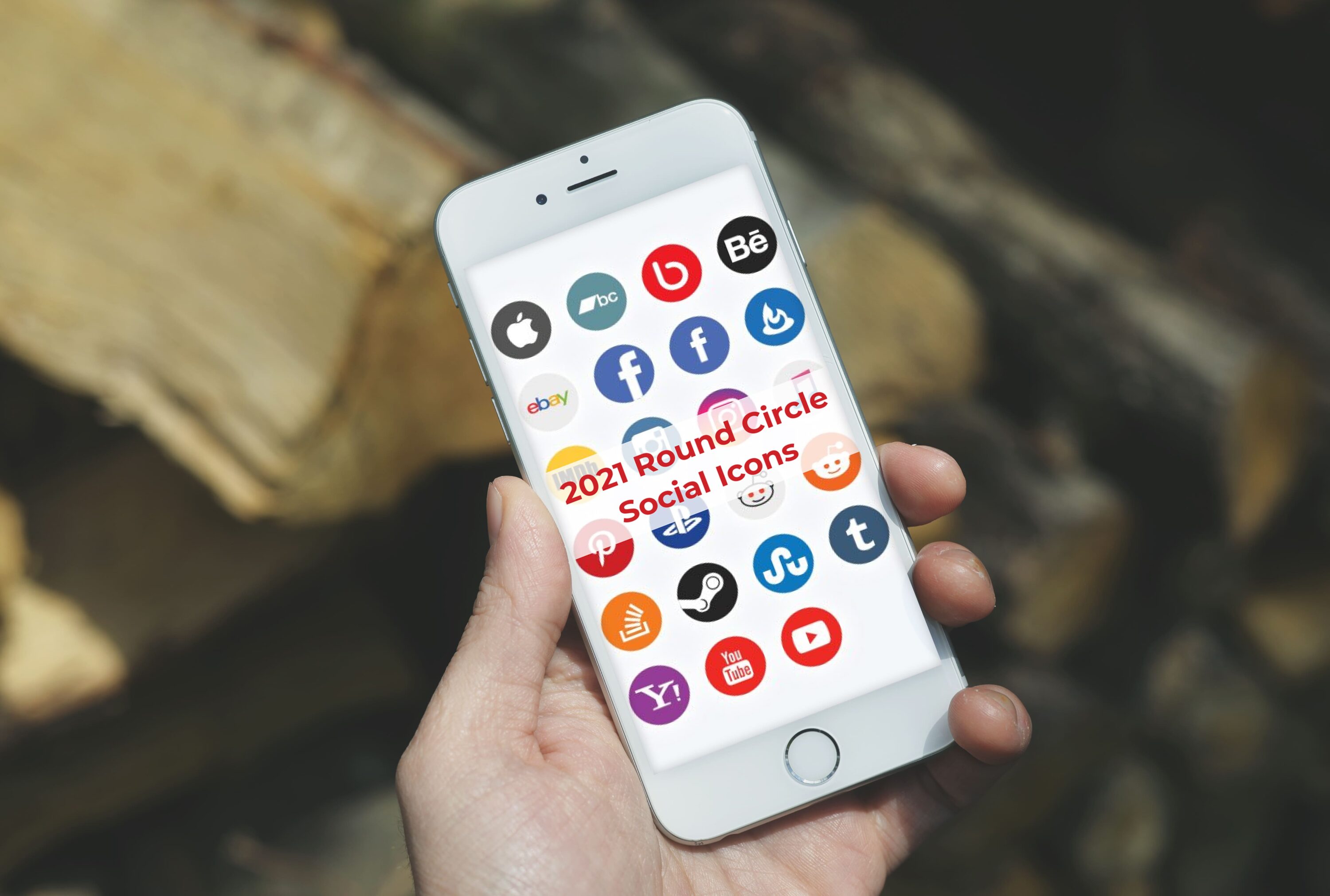 Mobile option of the 2021 Round Circle Social Icons.