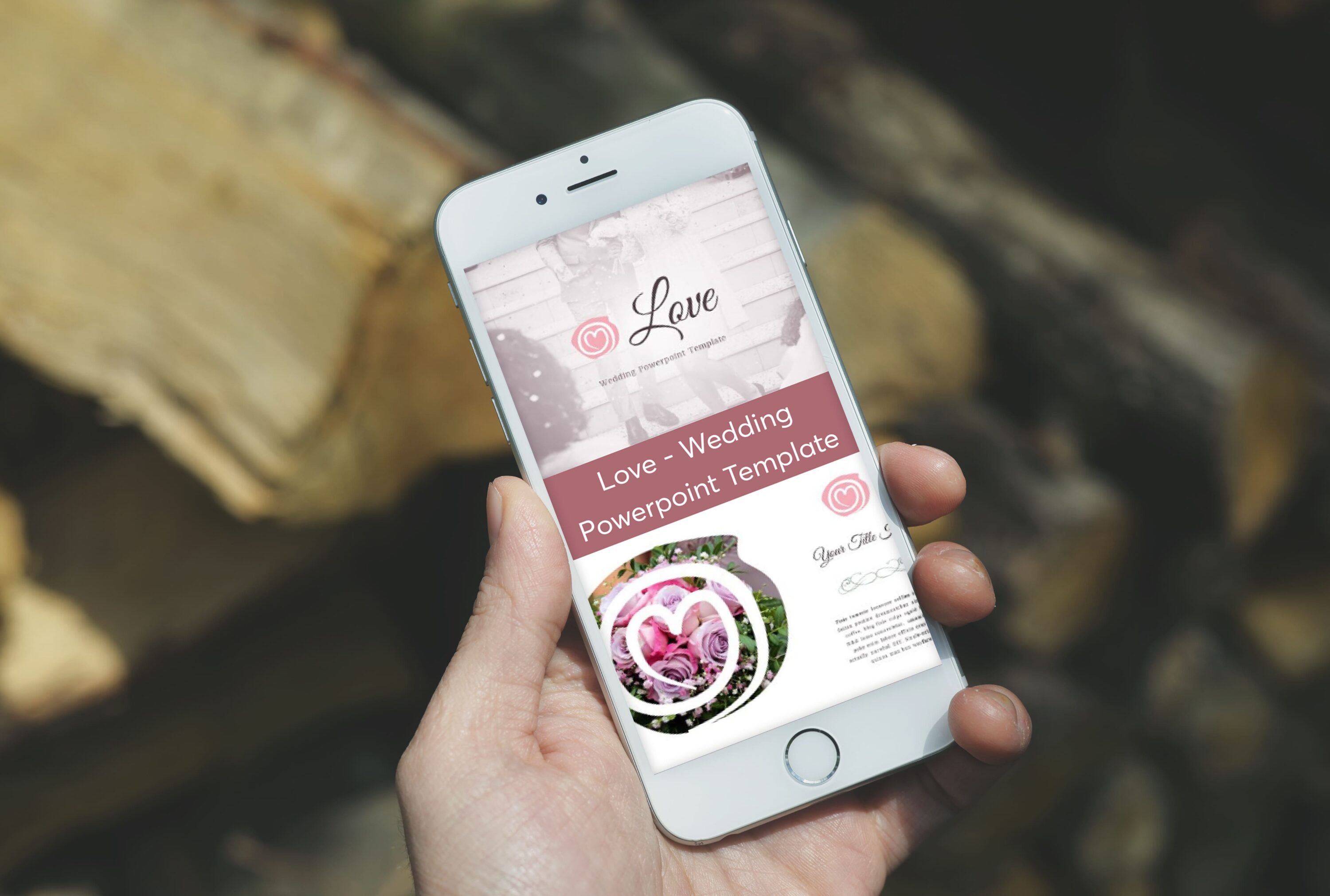 Mobile option of the Love - Wedding Powerpoint Template.