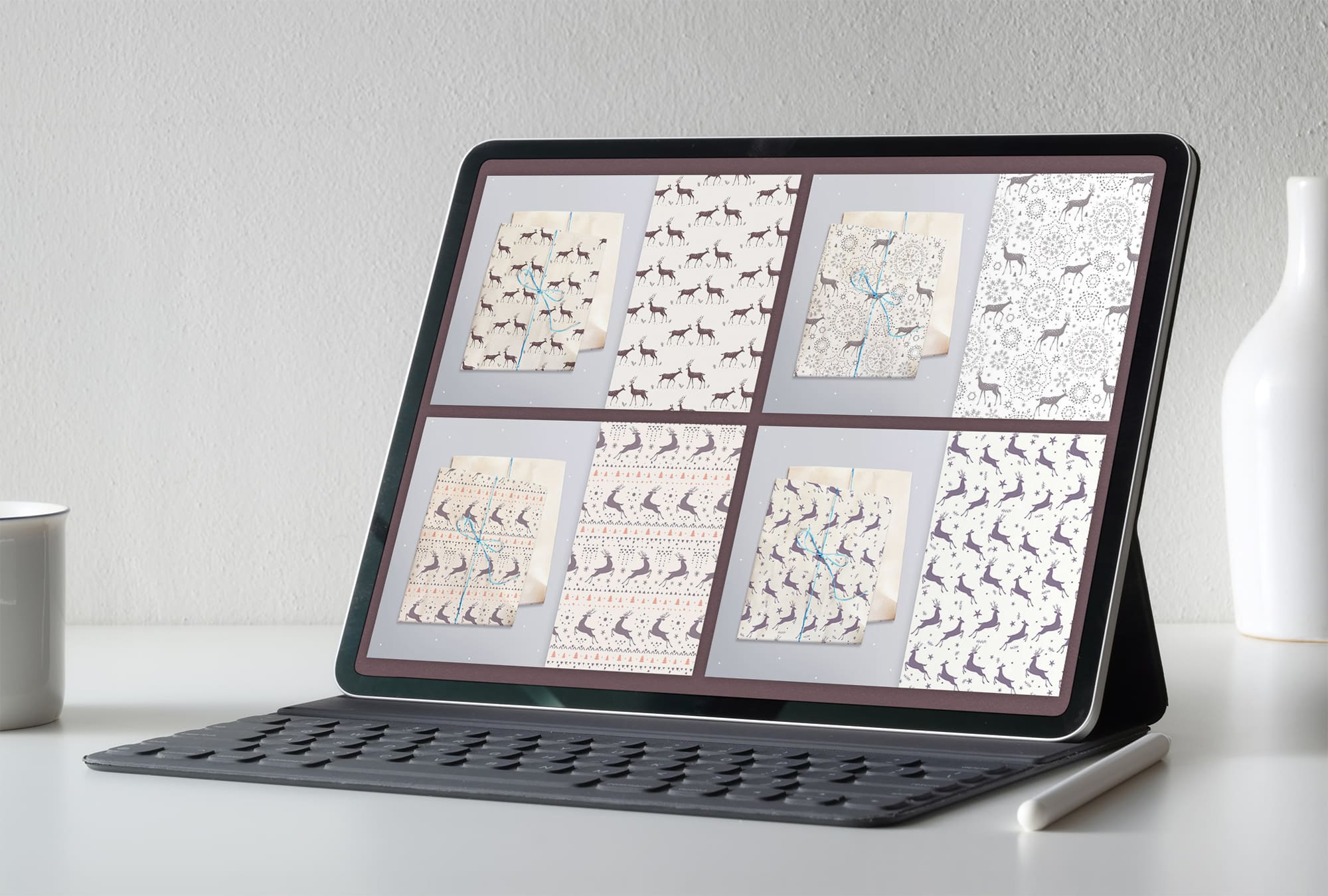 Seamless pattern deer - tablet.