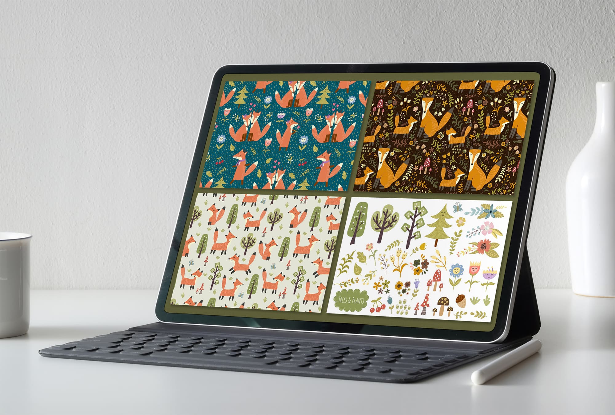 Fox Tales: Patterns & Clipart - tablet.