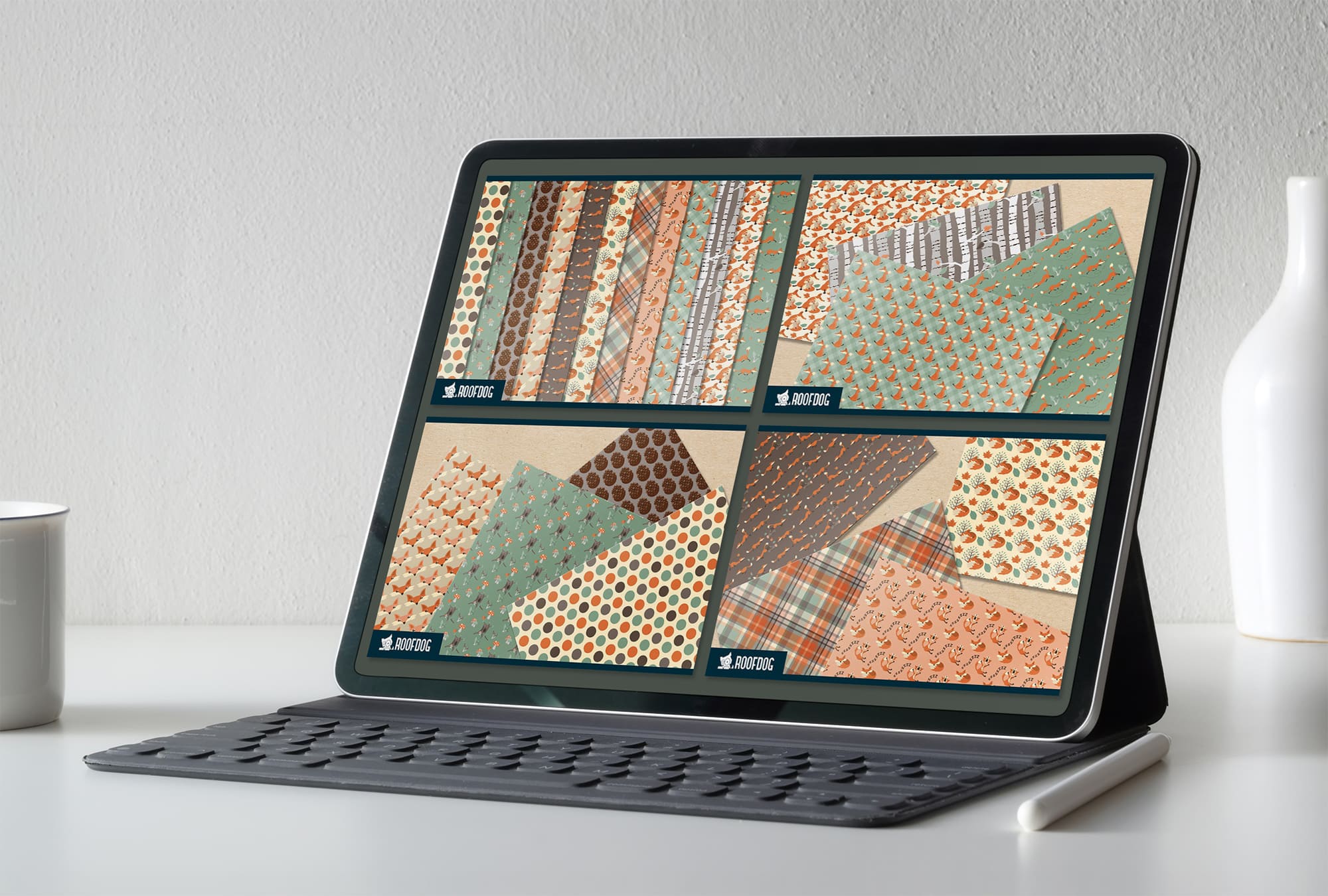 Woodland fox digital paper - tablet.
