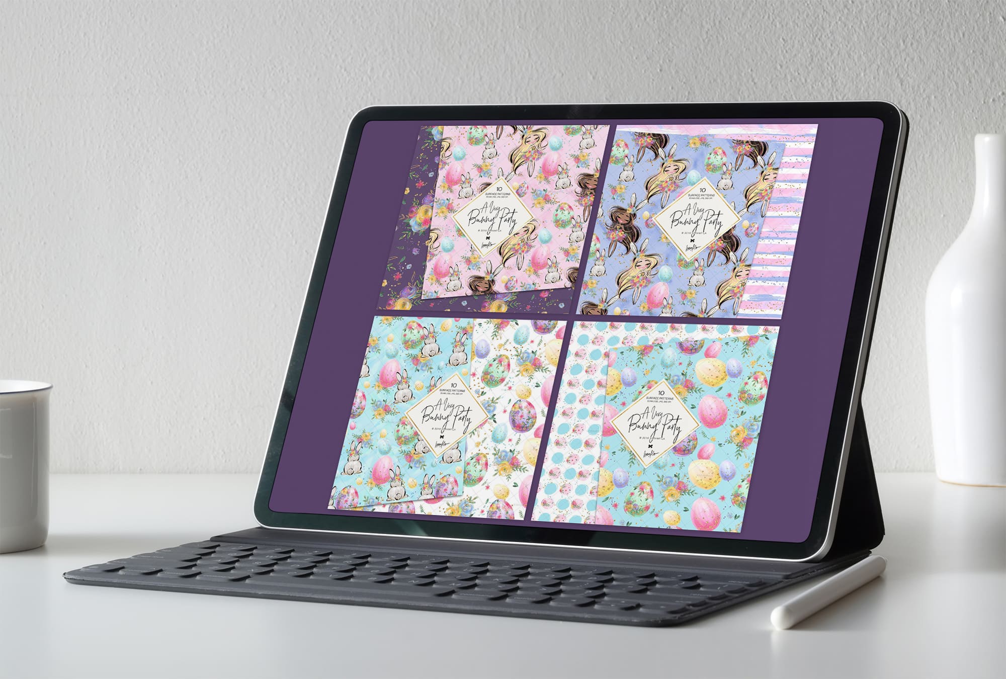 Easter Eggs Bunny Fairy Patterns - tablet.