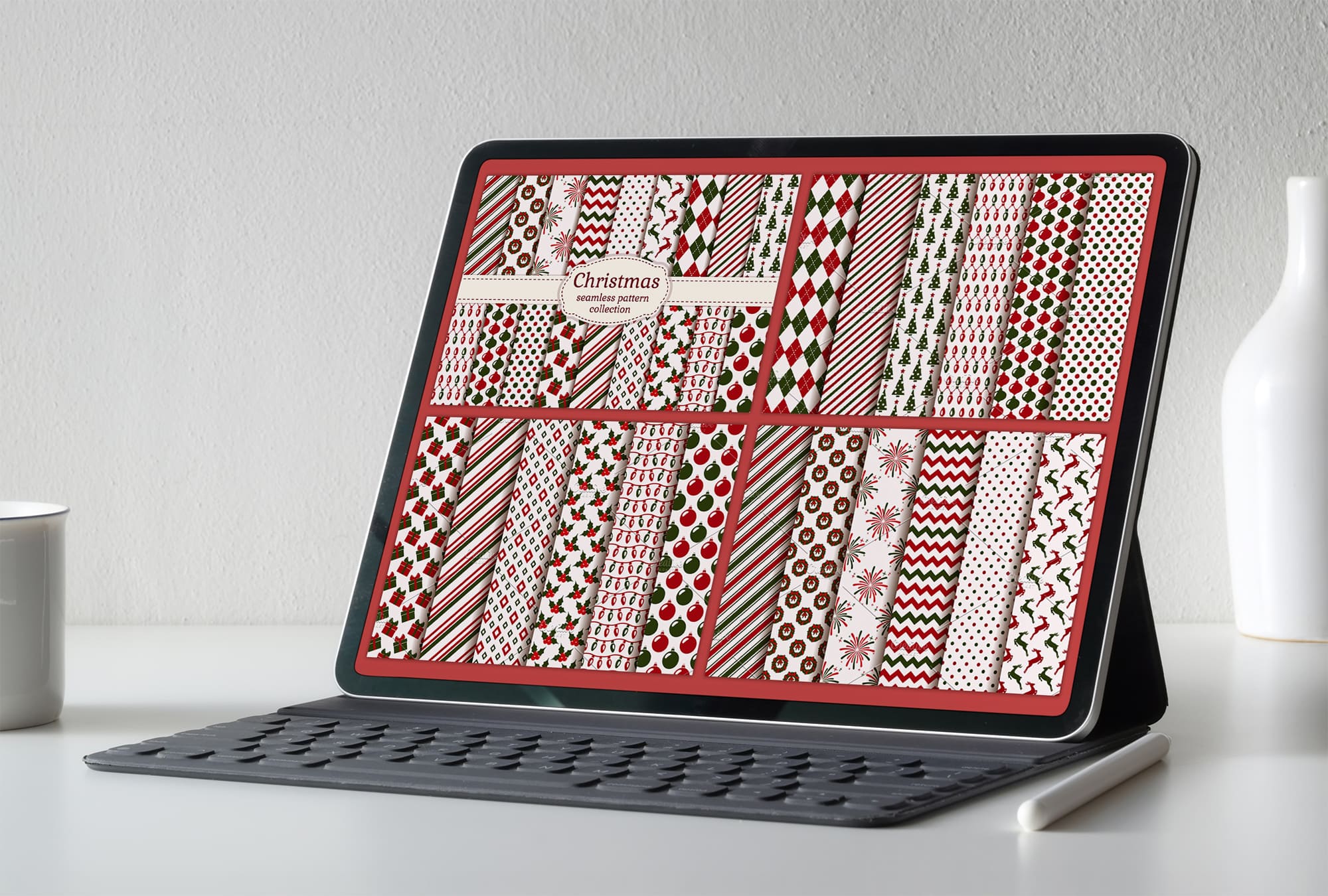 Christmas seamless patterns - tablet.