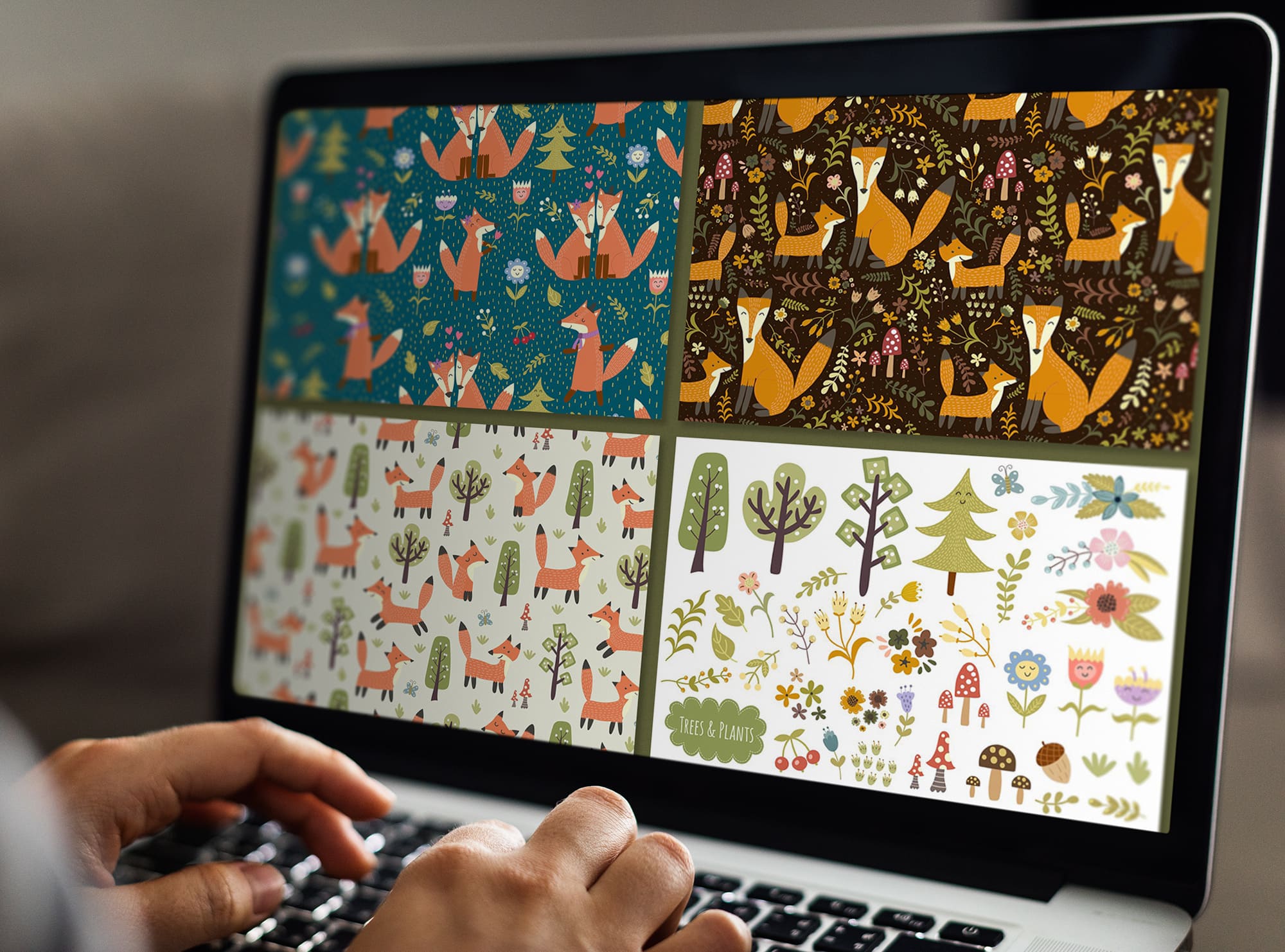 Fox Tales: Patterns & Clipart - laptop.