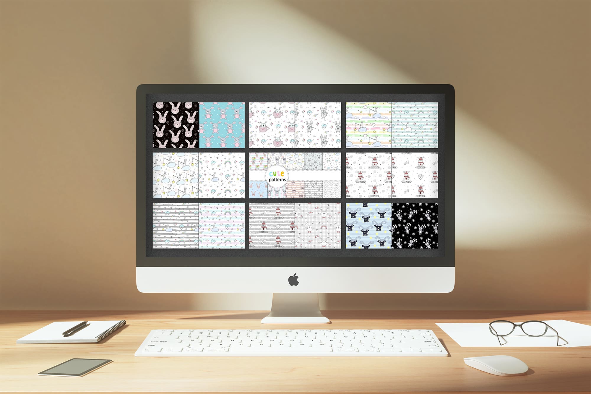 Cute rabbits patterns colection! - desktop.