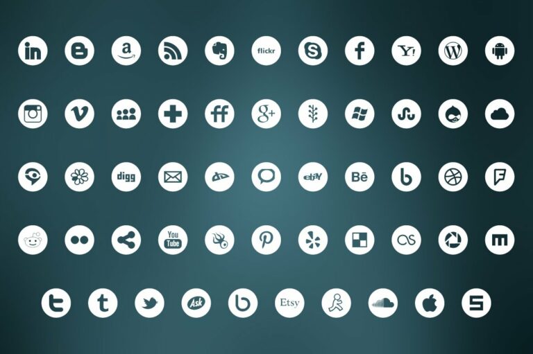 Social Media Icons, Round, Outline – MasterBundles