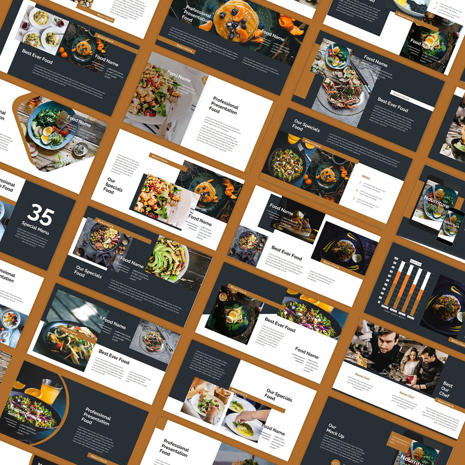 This template is suitable for food lovers, restaurant, cafe, cooking, recipes.