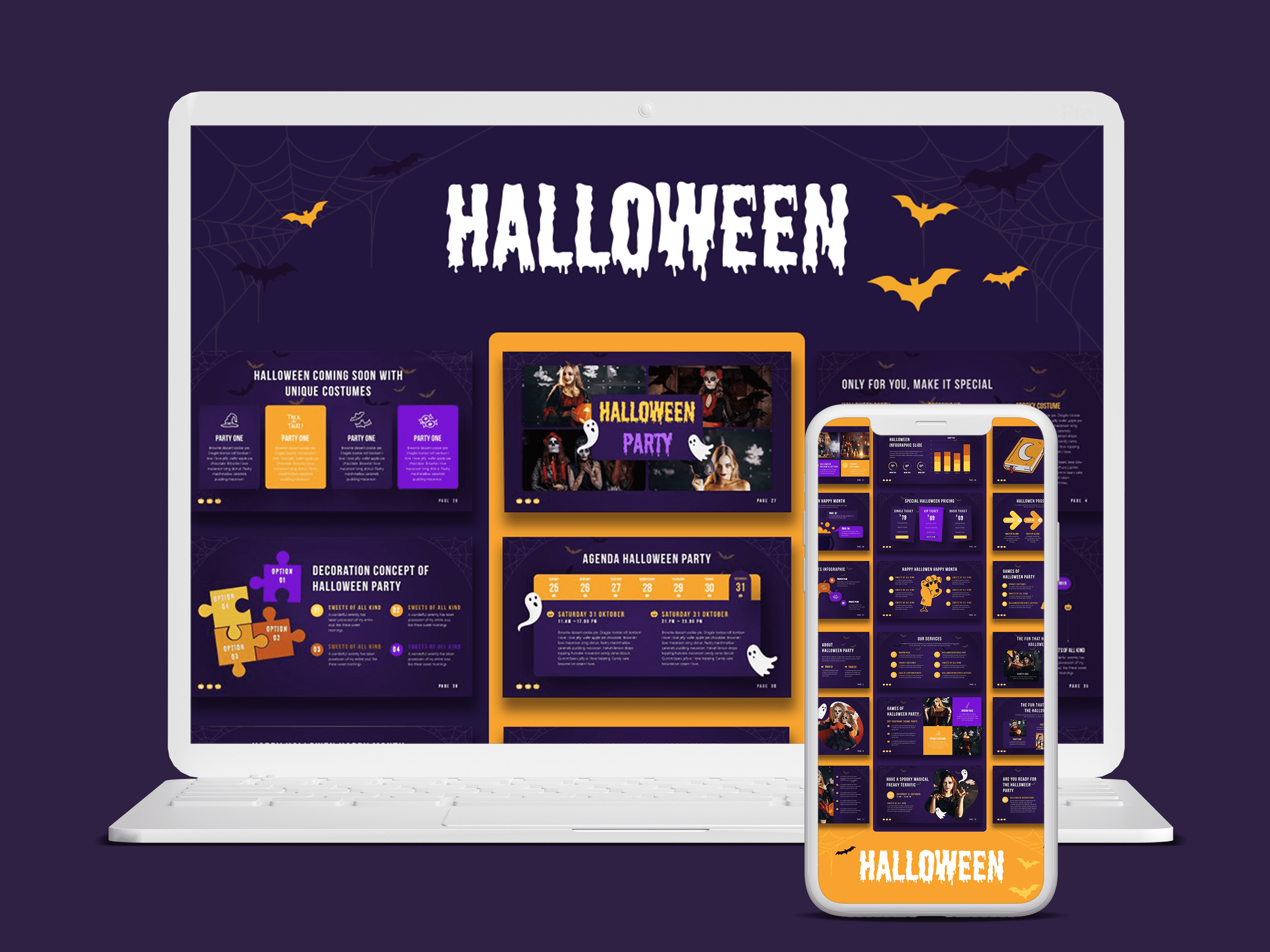 Mobile option of the Halloween Party Powerpoint Template.