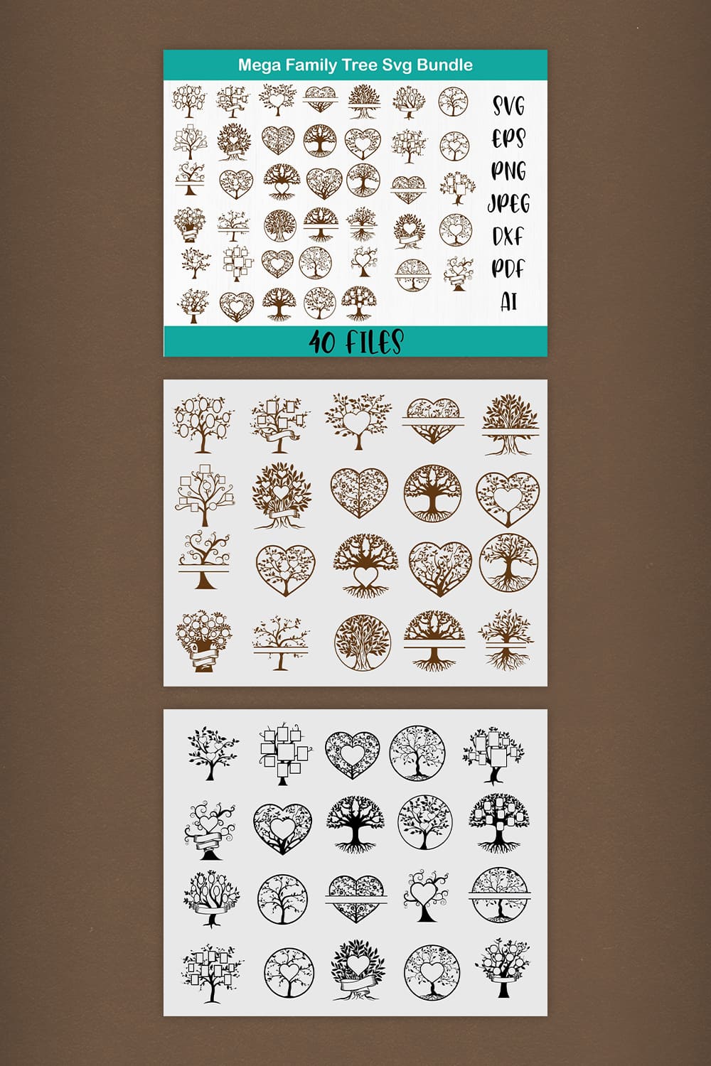 Mega Family Tree SVG Bundle - preview of Pinterest image.