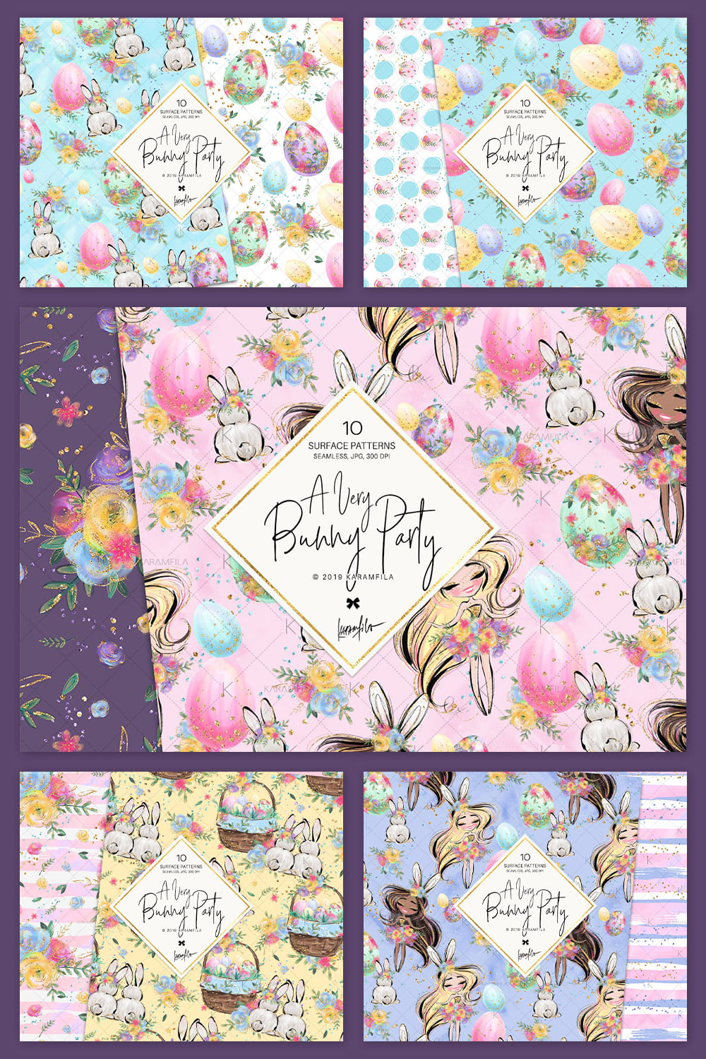 Easter Eggs Bunny Fairy Patterns.