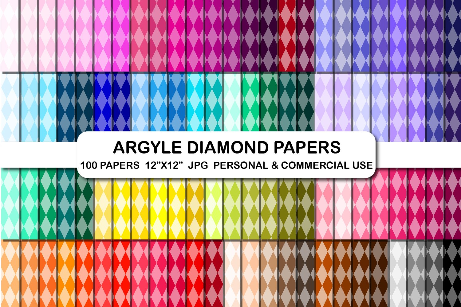Argyle Diamond Digital Papers, Argyle Pattern Background.