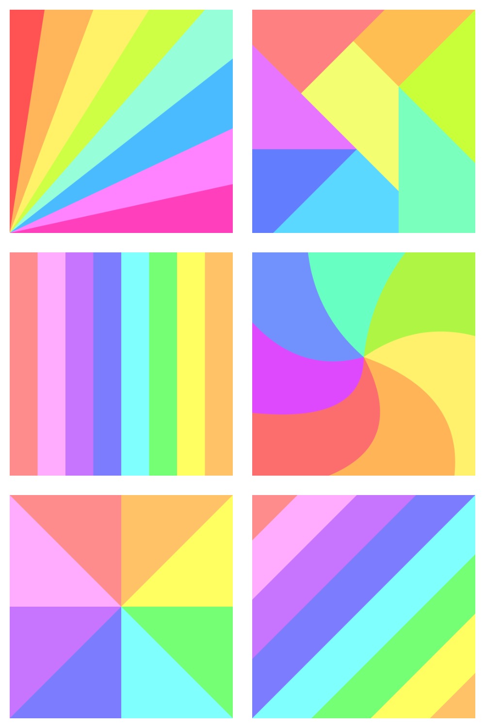 Set of 8 Colorful Rainbow Pattern Background .