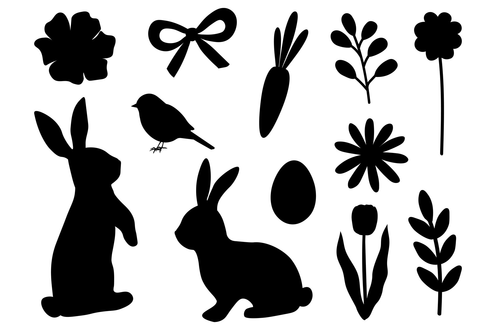 Easter Bunny Silhouettes. Bunny SVG.
