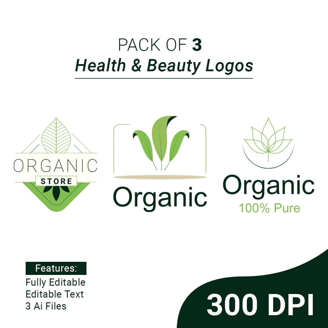 Pack of 3 Organic Logo Templates