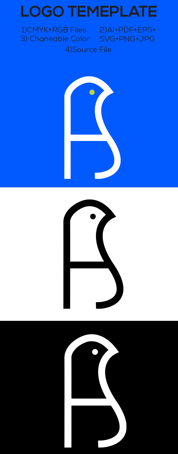 AS - FS Letter monogram Pigeon/Bird Logo CMYK+RGB
