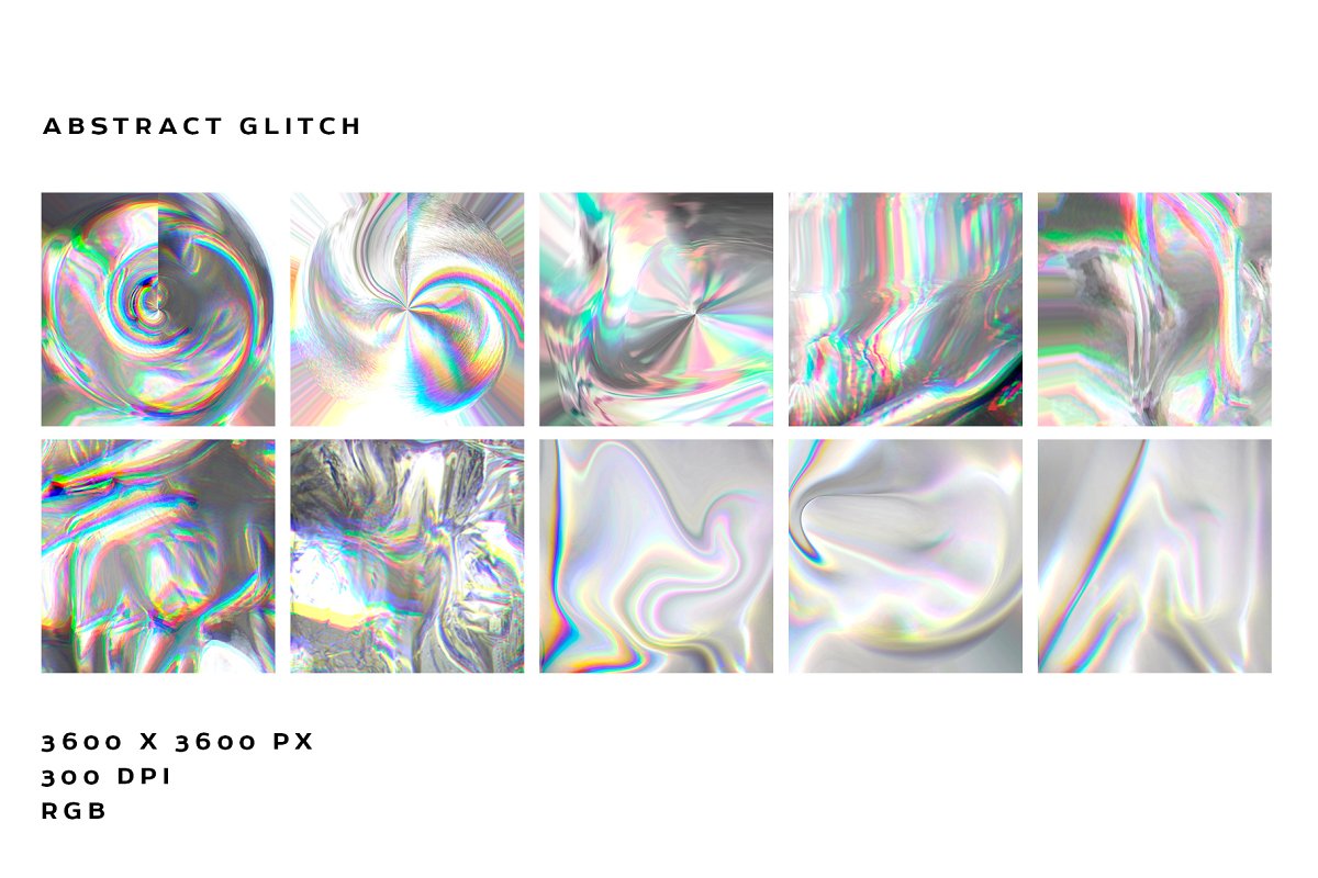 Holographic Glitch Foil Textures - preview of pictures.