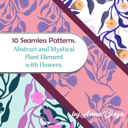 preview. 10 seamless patterns. abstract and mystical element with flowers
