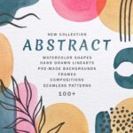 Watercolor Abstract Shapes and Hand drawn Vector Line Arts Description
