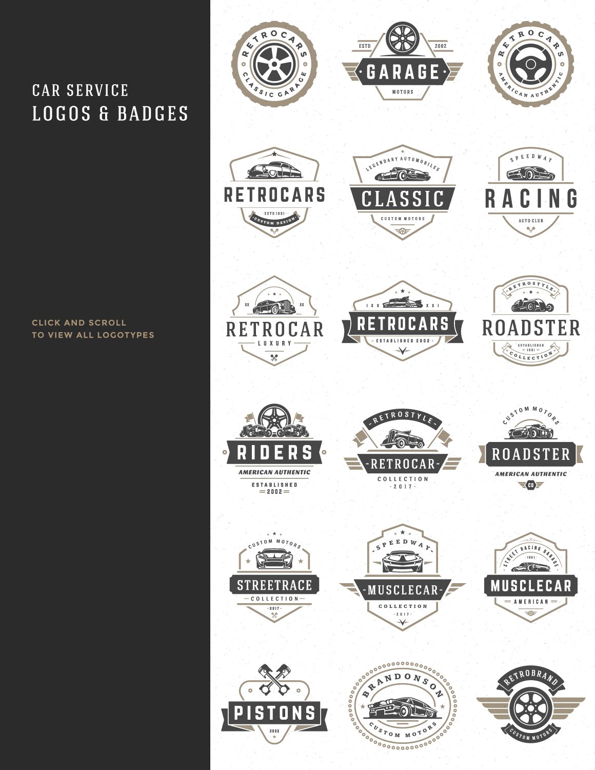 Car service logos and badges.