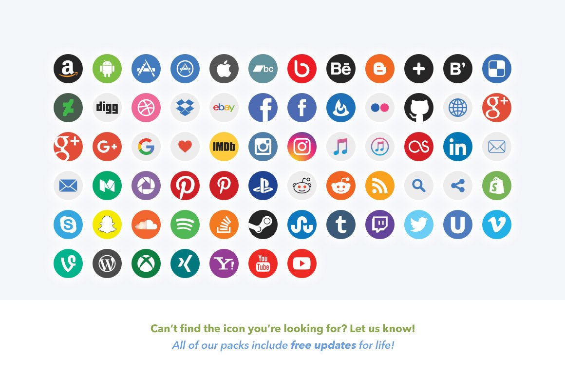 Diverse of colorful social media icons.