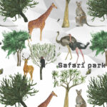 Safari park - watercolor patterns.