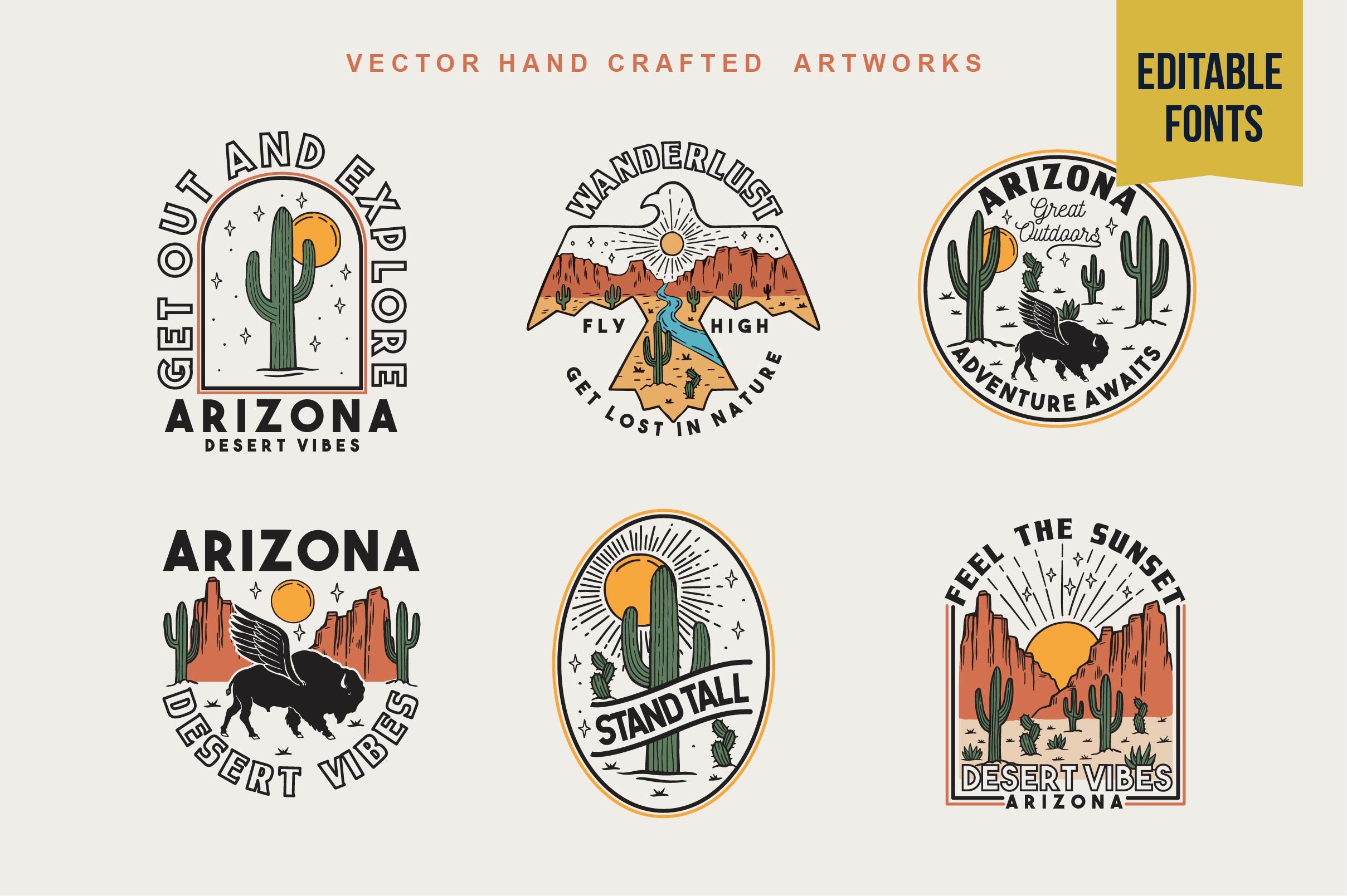 Vector hand crafted artworks.