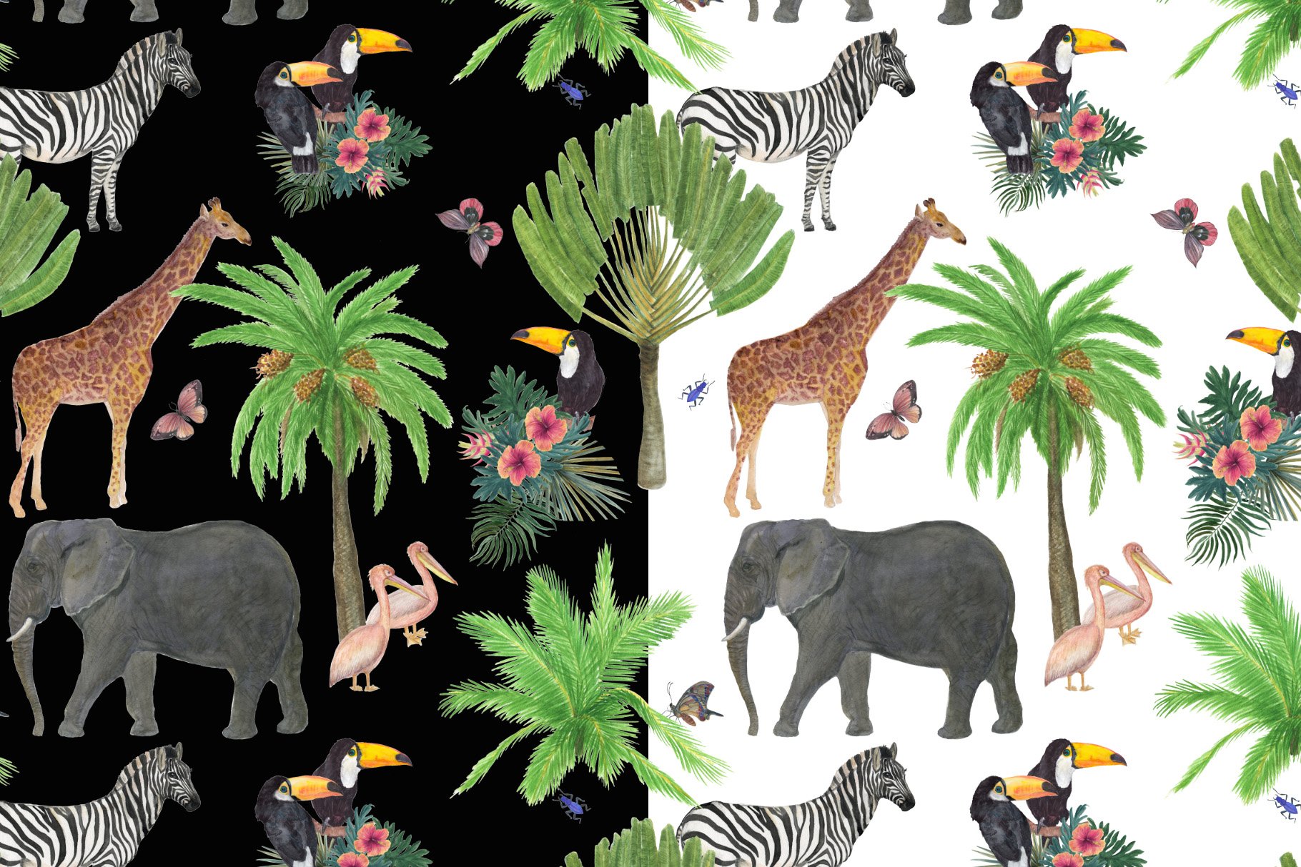 Safari Park - Watercolor Patterns.