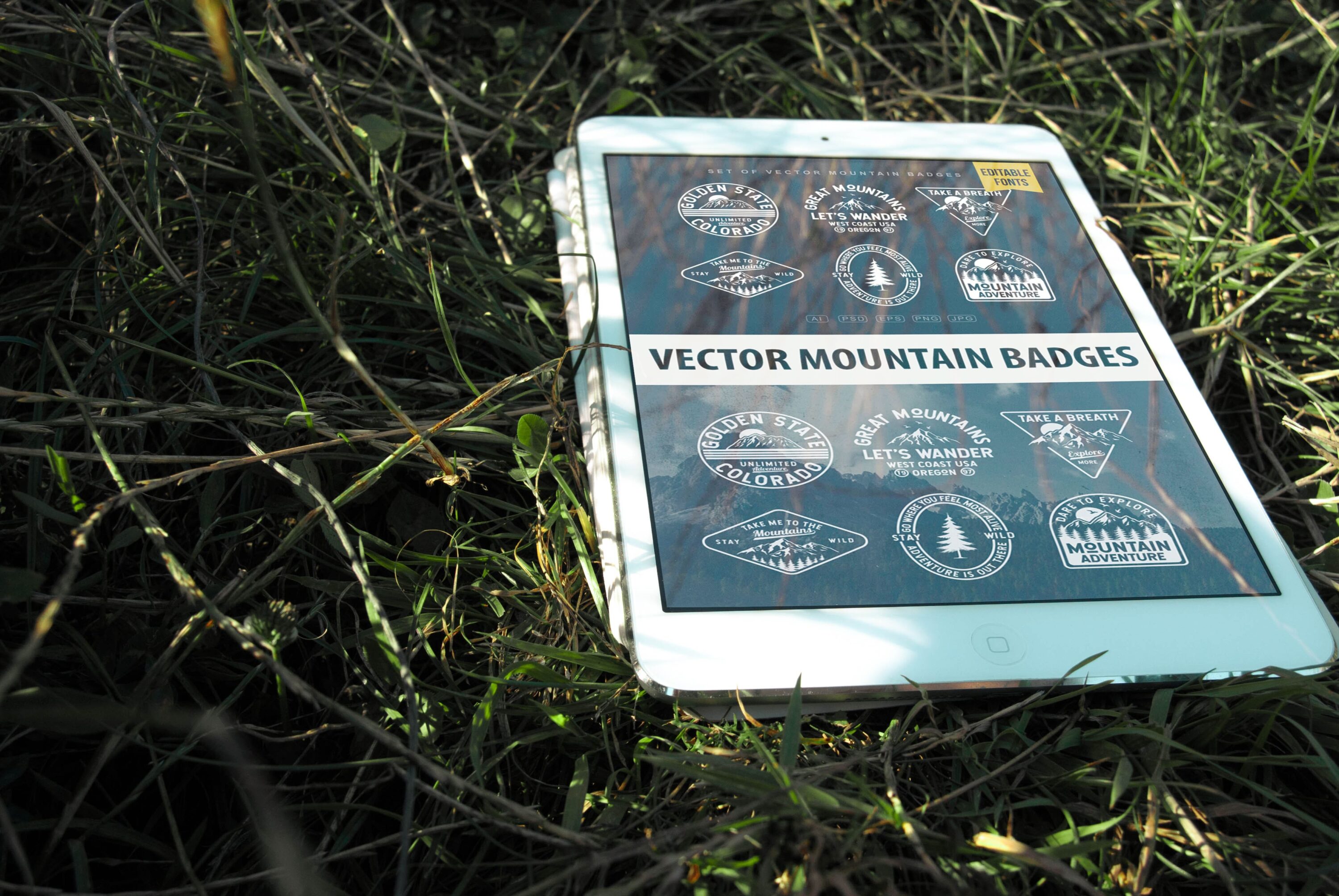 Tablet option of the Vector Mountain Badges.