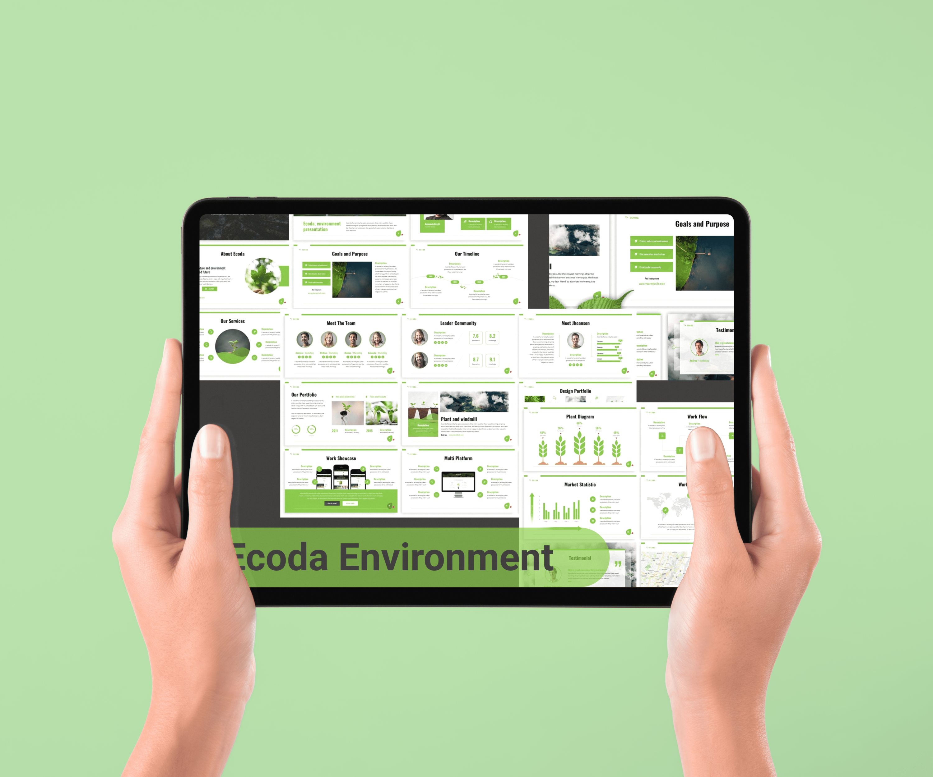 Ecoda - Environment Keynote - Mockup on Tablet.