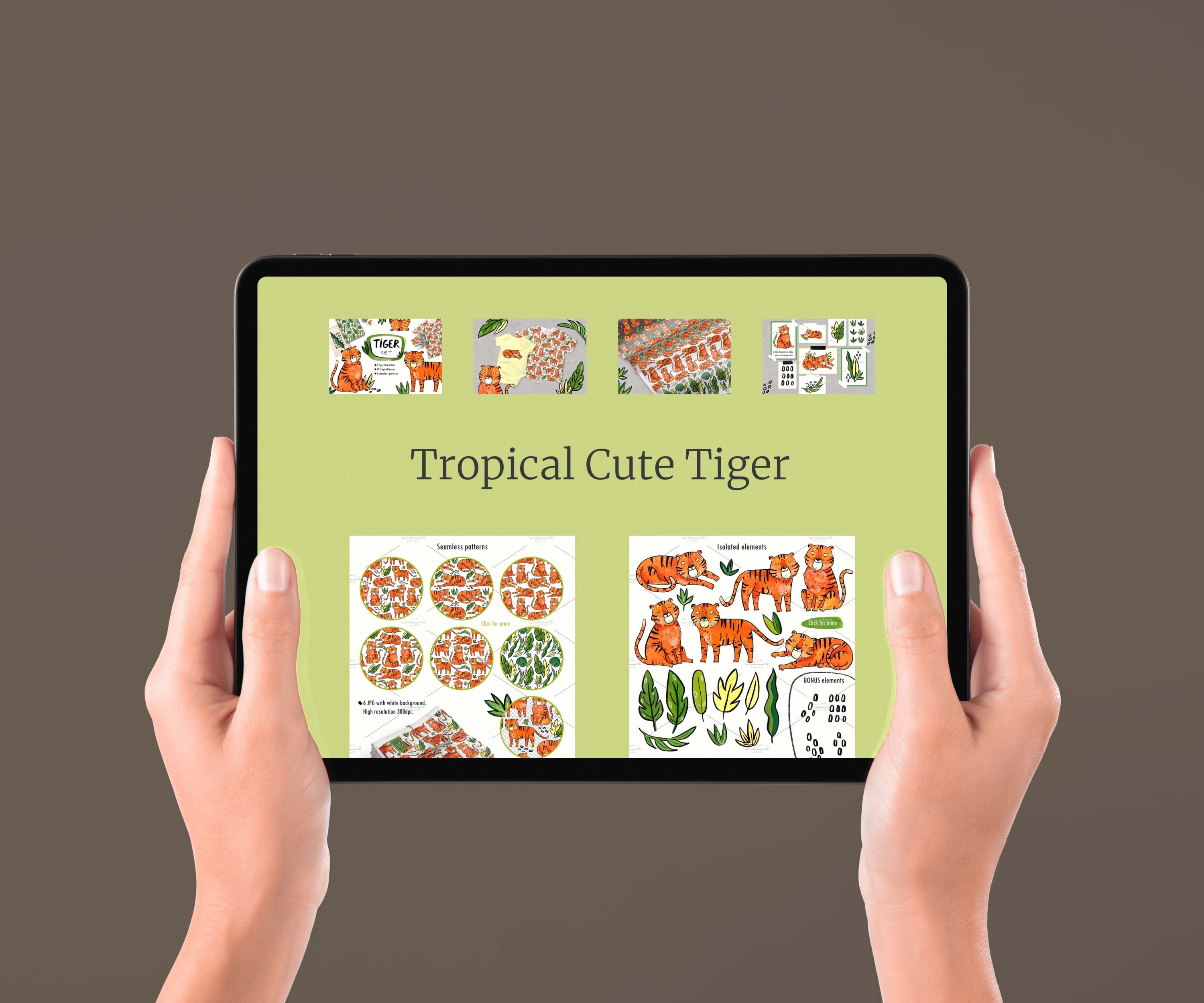 Tropical Cute Tiger set - tablet.