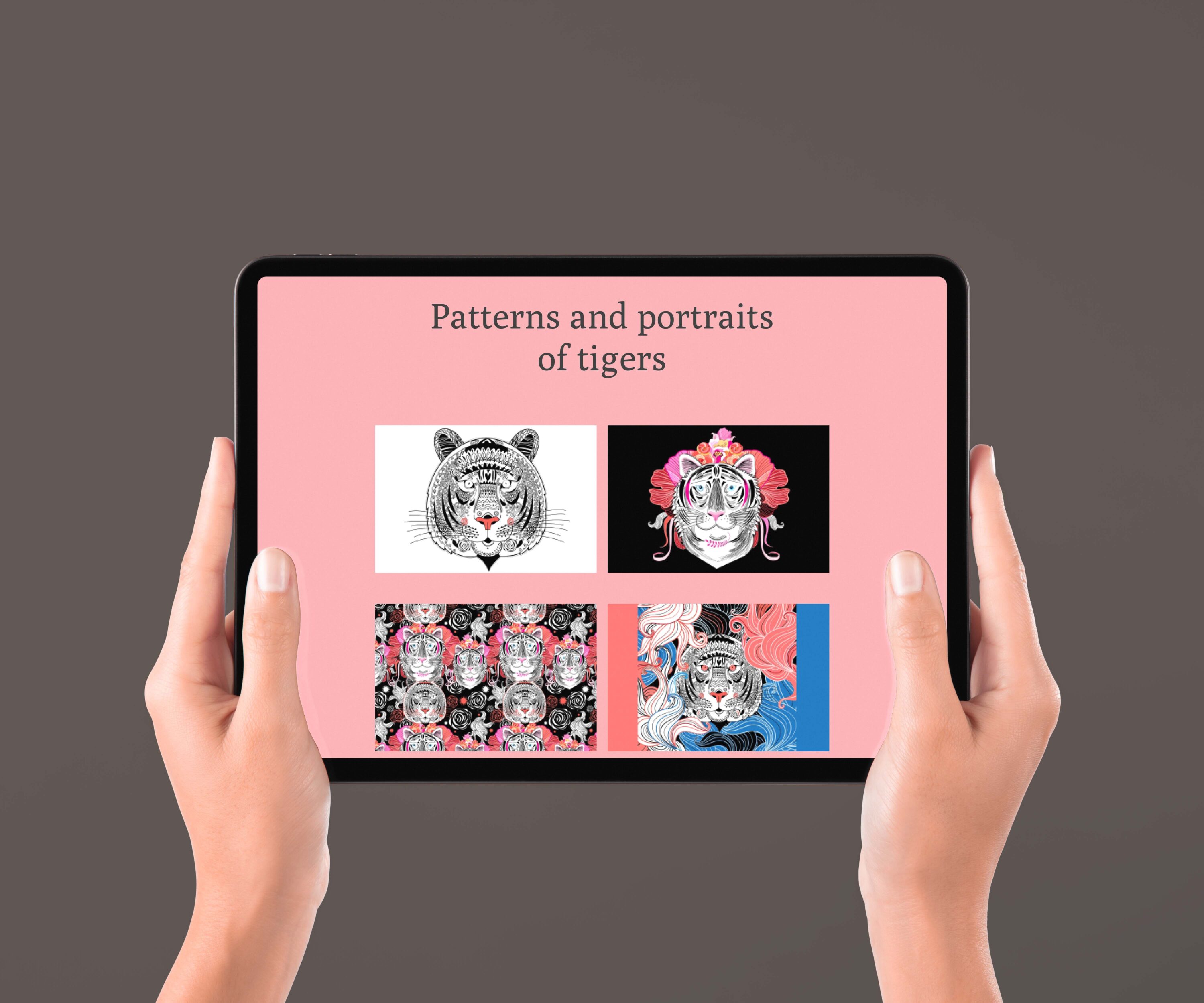 Patterns and portraits of tigers - tablet.