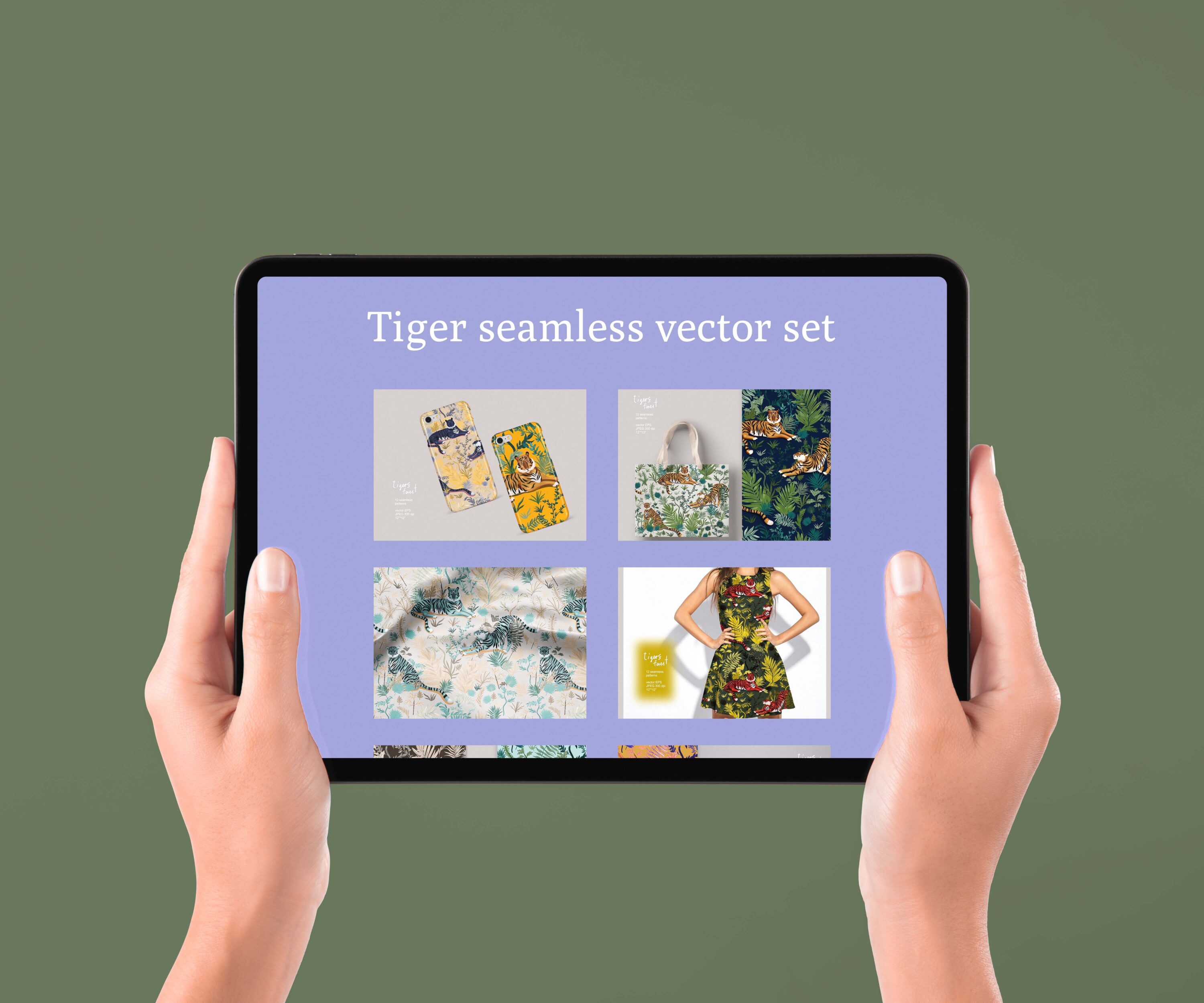 Tiger seamless vector set- tablet.