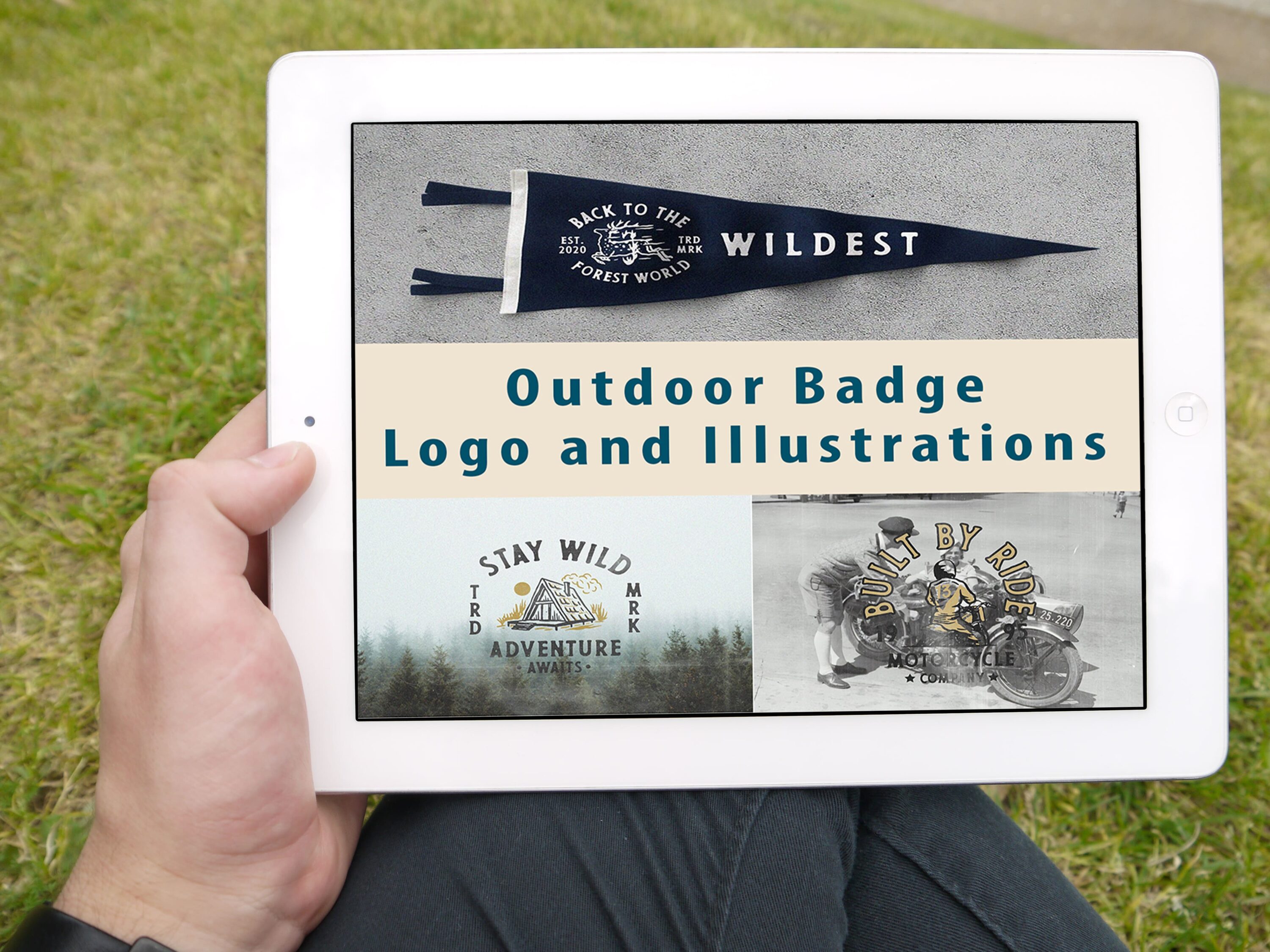 Tablet option of the Outdoor Badge Logo and Illustrations.
