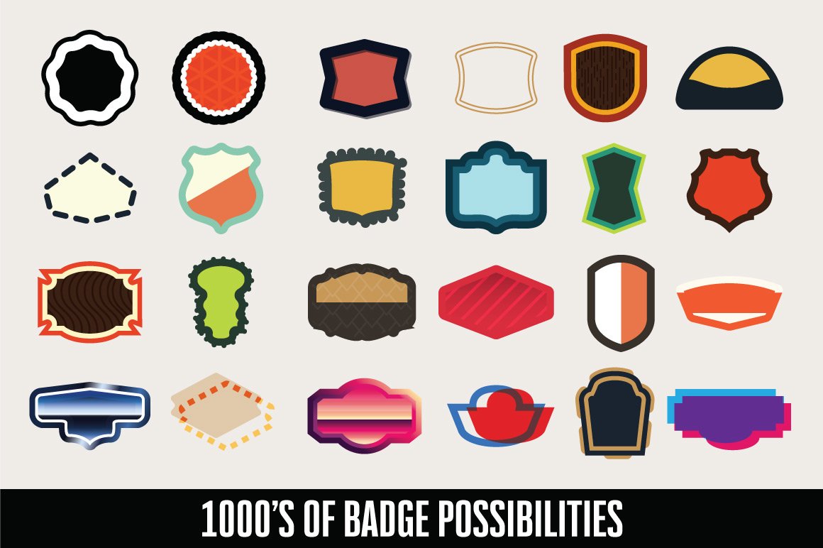 Colorful items of turbo badge builder.