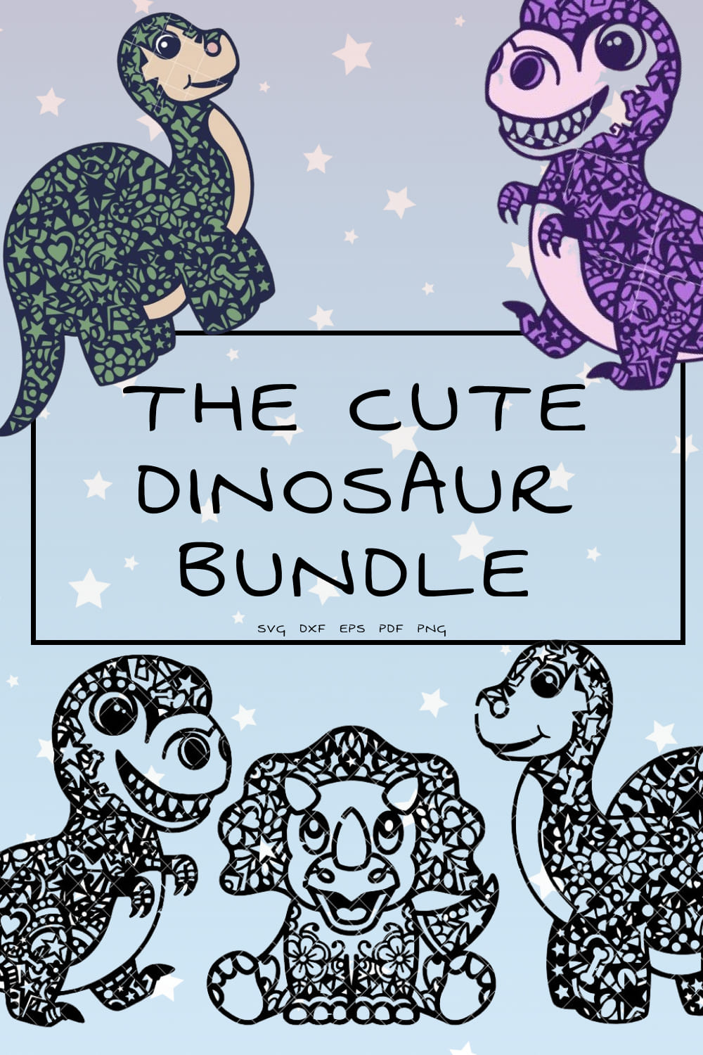 The Cute Dinosaur SVG Bundle Mandala.