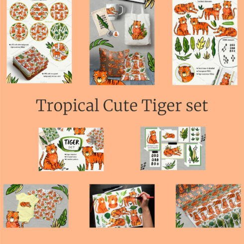 Save Tropical Cute Tiger set.