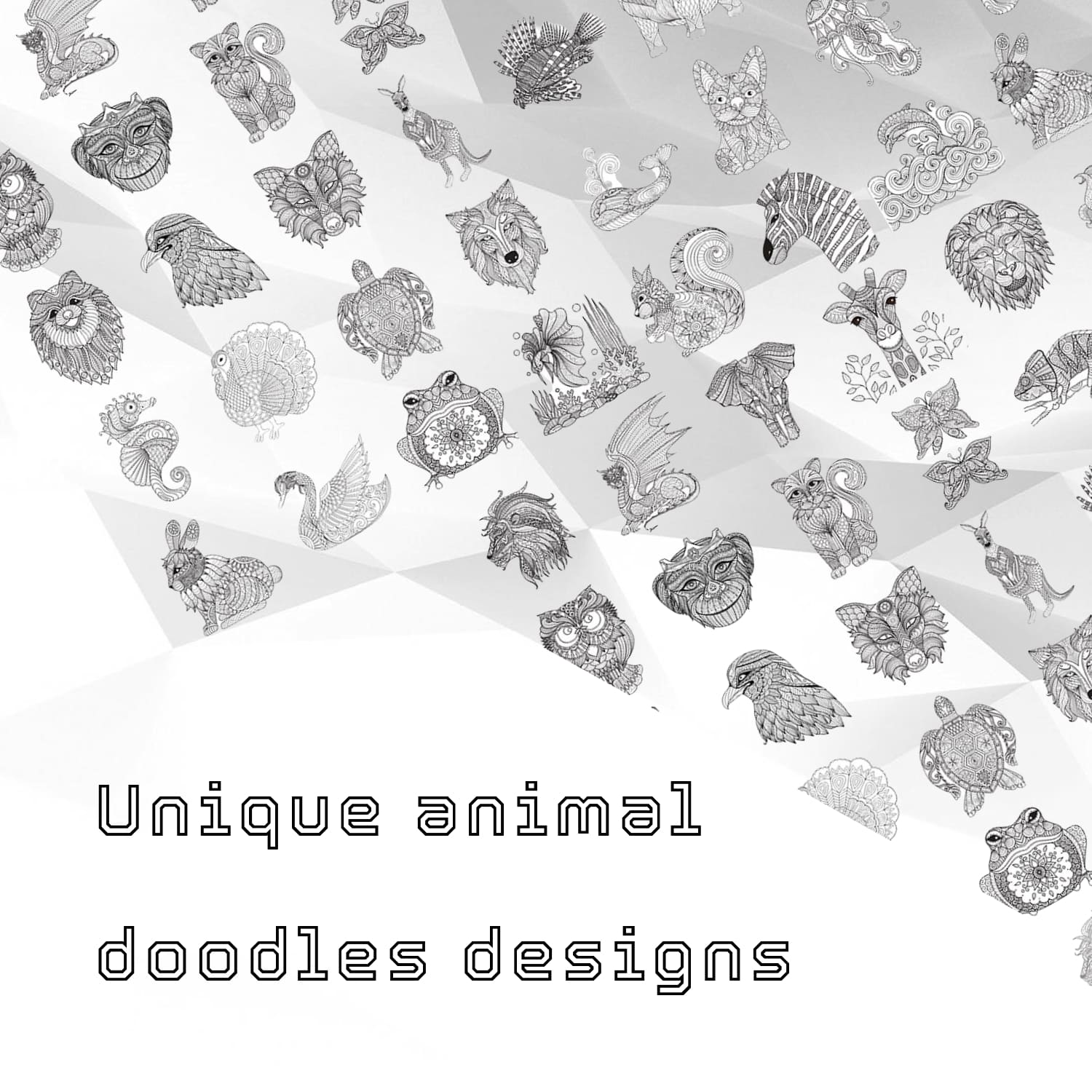 35 unique animal doodles designs.