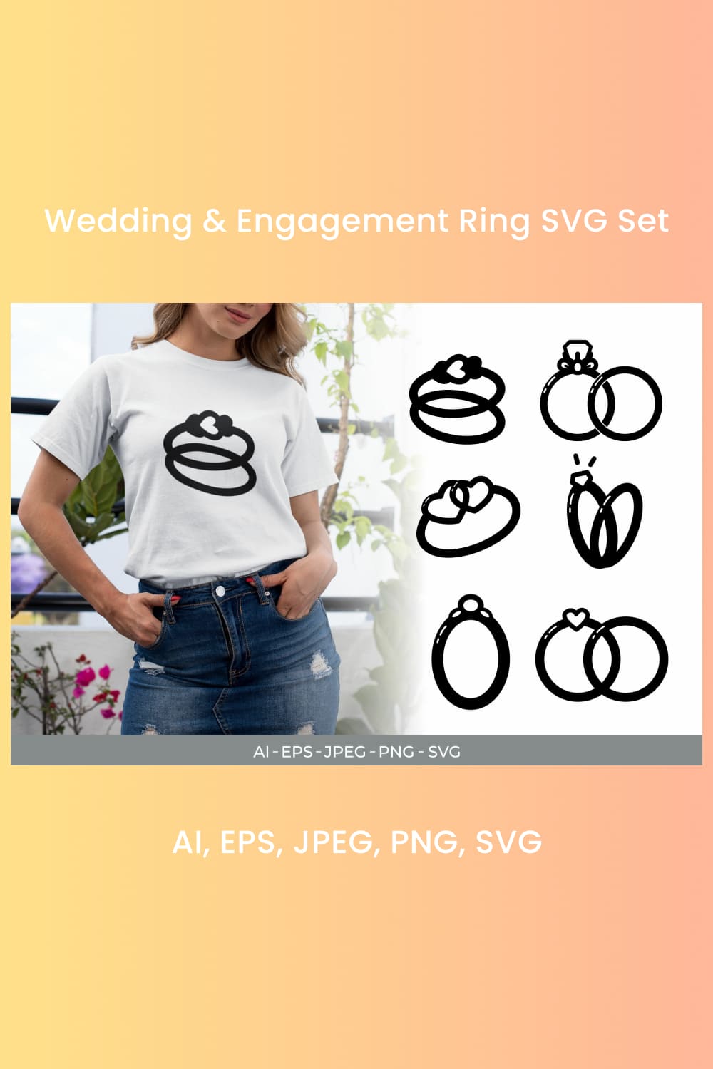 Wedding & Engagement Ring SVG Set.