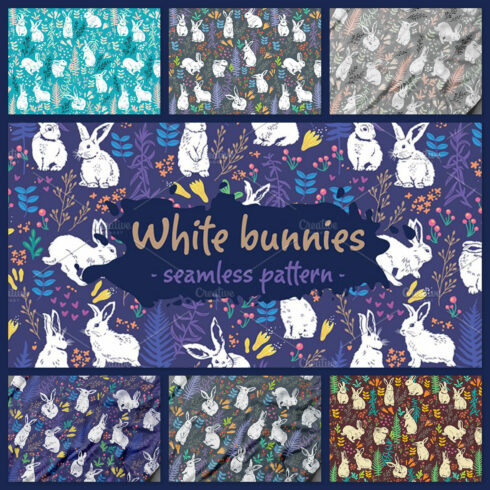 White bunnies pattern.