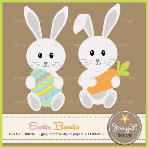 Easter Bunny Rabbit Digital Papers.