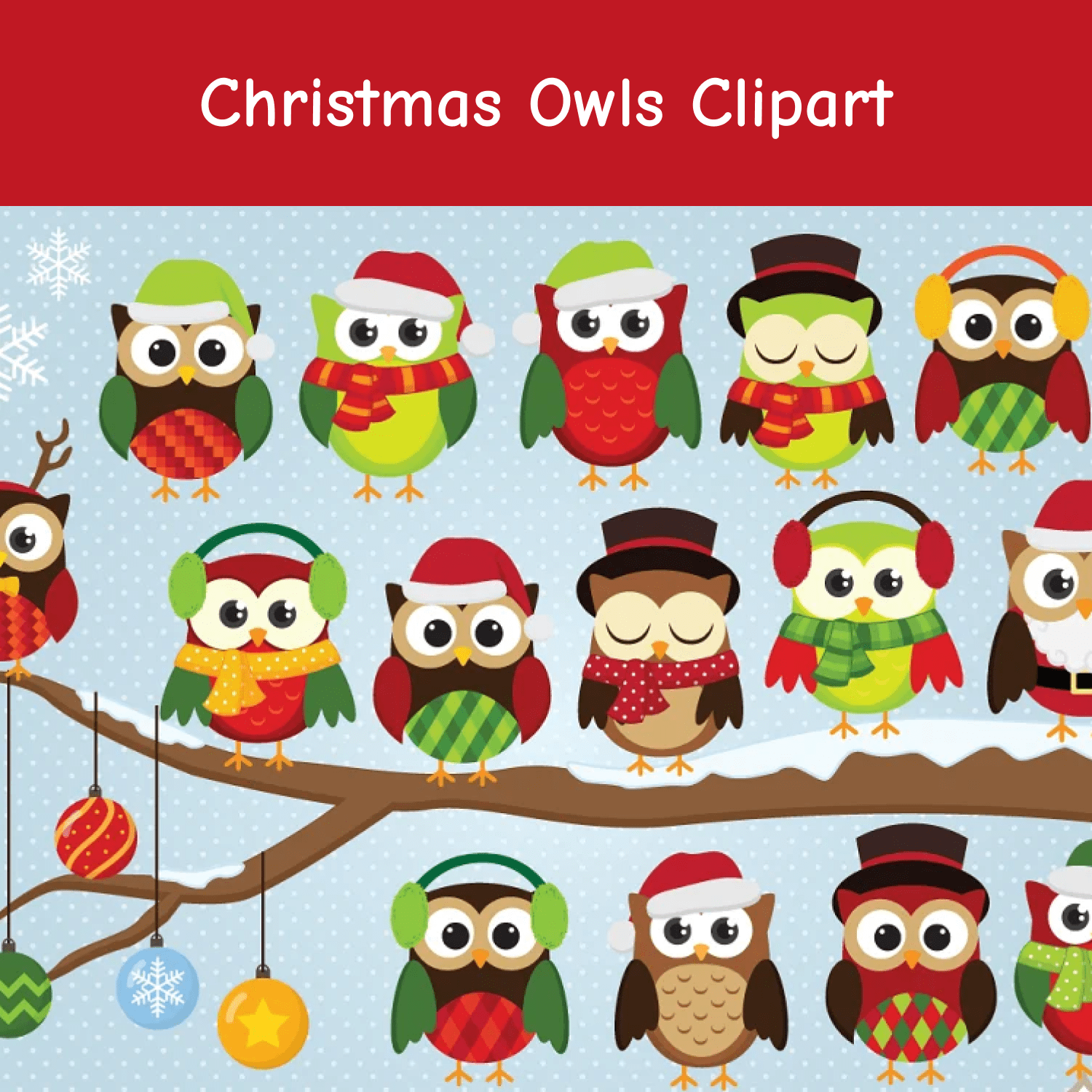Christmas Owls Clipart cover.