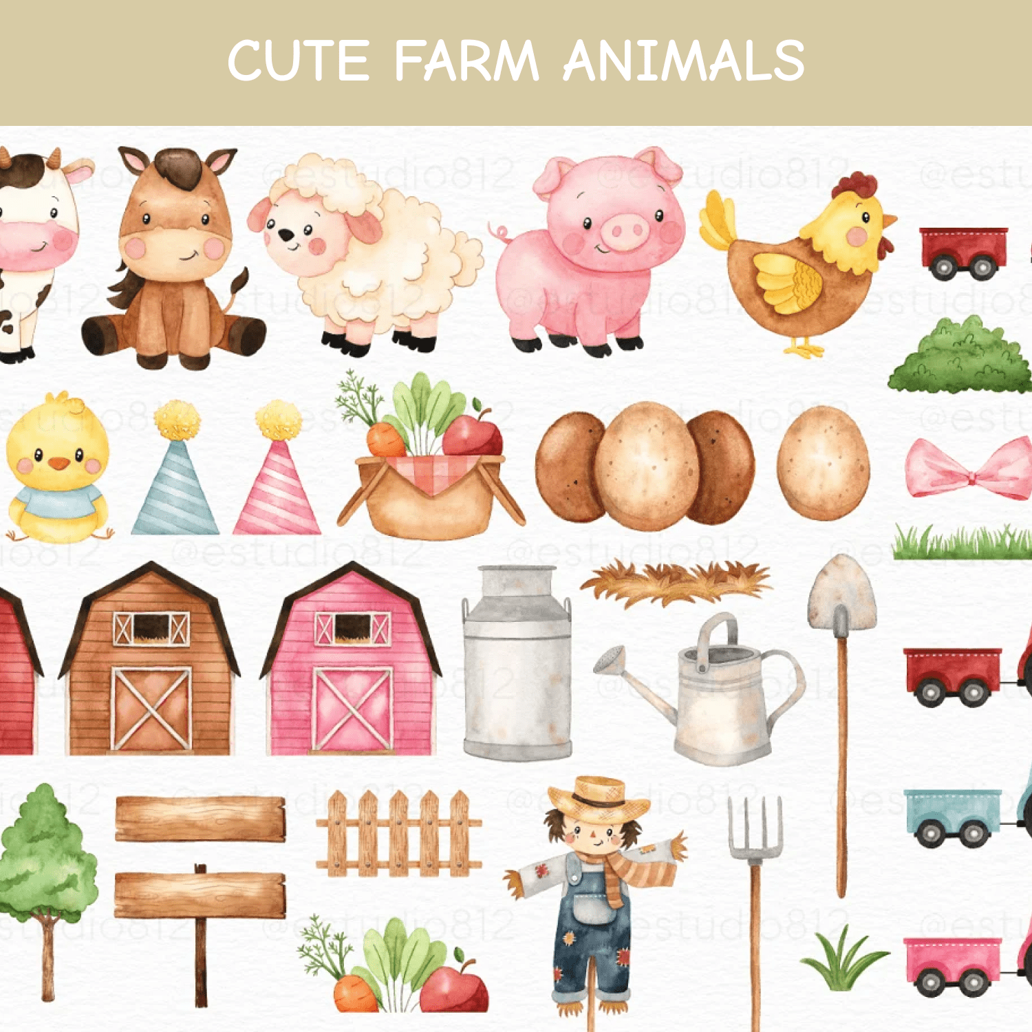 Cute Farm Animals – MasterBundles