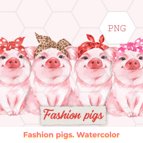 Fashion pigs. Watercolor.