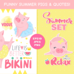 Funny Summer Pigs & quotes!