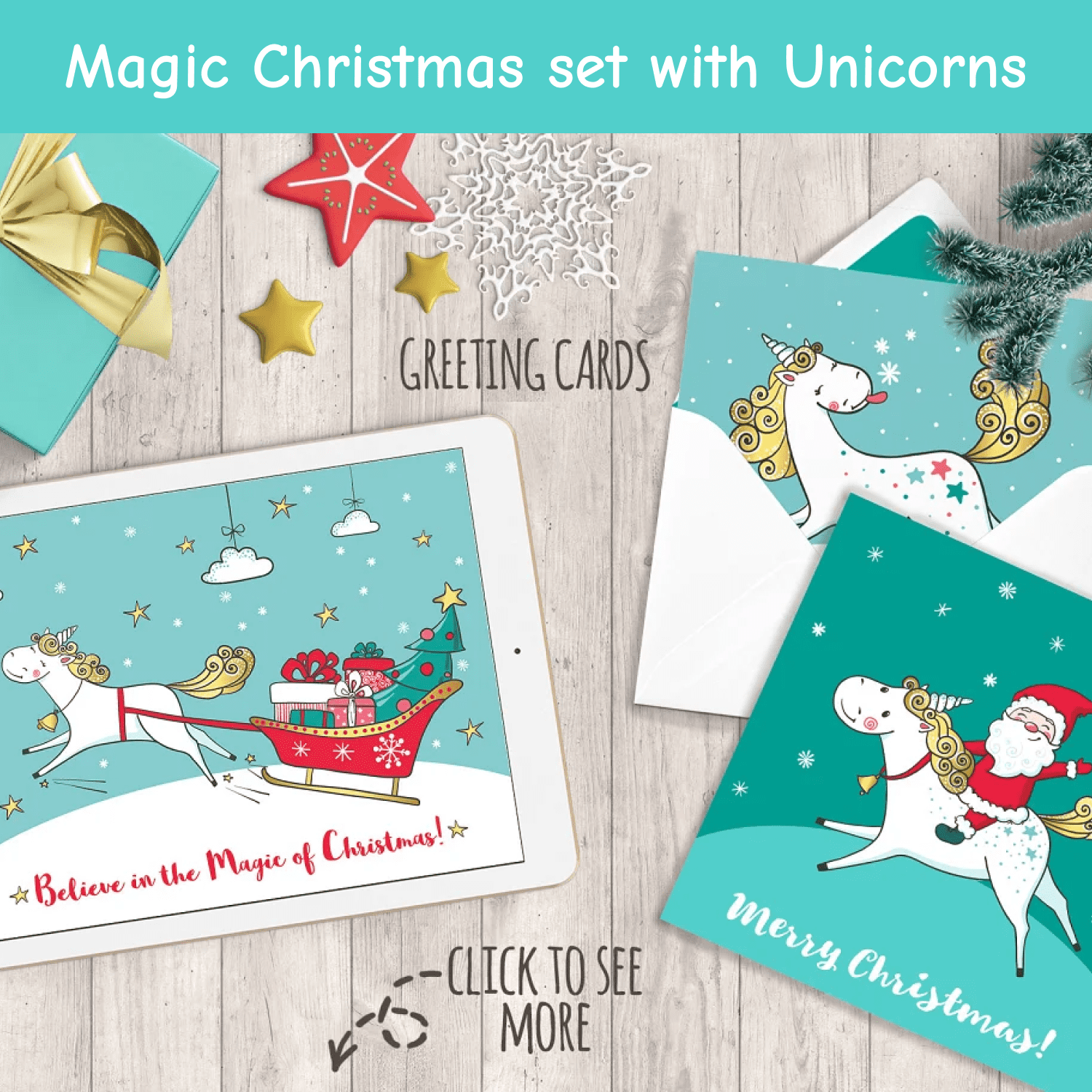 Magic Christmas set with Unicorns.